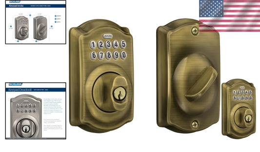 Antique Brass Keyless Entry Lock with Illuminated Keypad for Enhanced Security