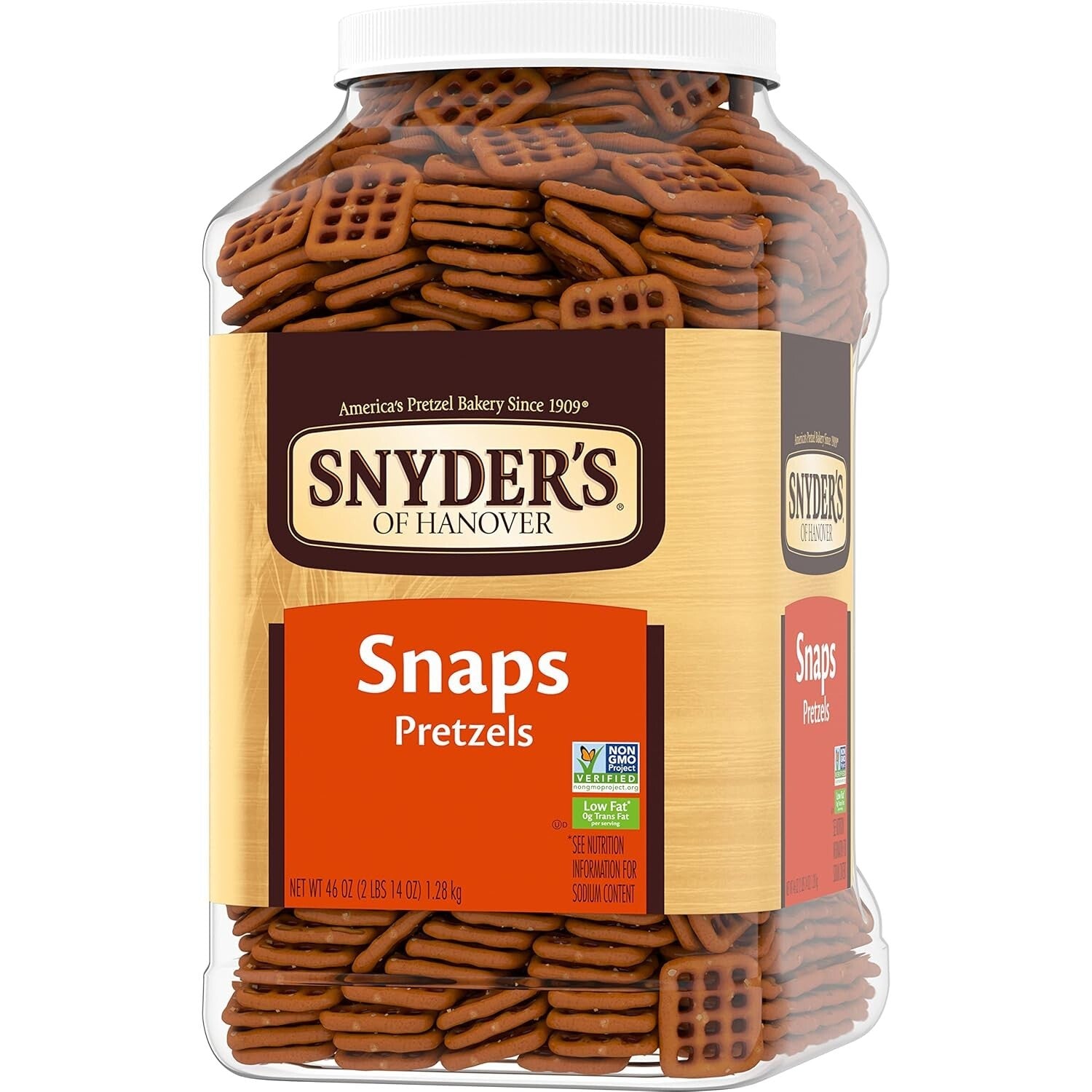 46 Oz Canister of Crunchy Pretzel Snaps - Perfect Snack for Parties and Games