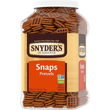 Load image into Gallery viewer, 46 Oz Canister of Crunchy Pretzel Snaps - Perfect Snack for Parties and Games