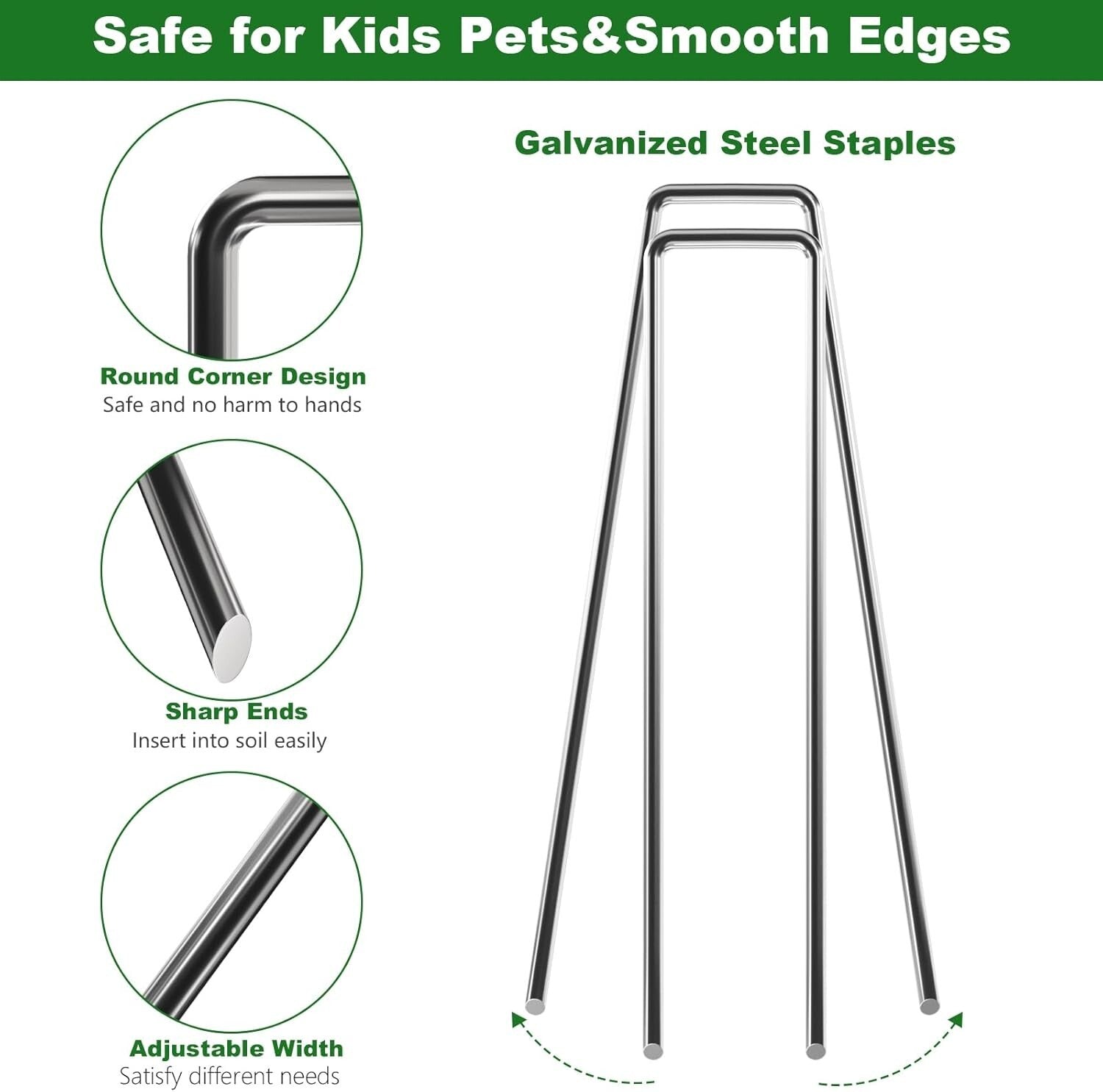 200 Pack 10-Inch Heavy-Duty Galvanized Landscape Staples for Garden & Fabric