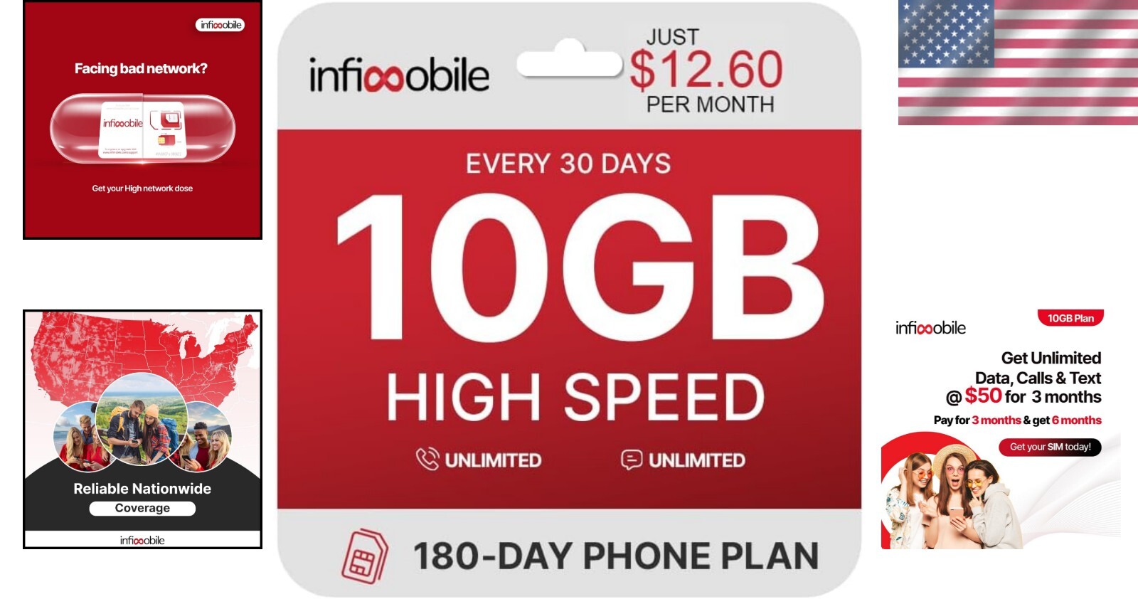 12.6/Month: Prepaid Unlimited Data Plan with 10GB High-Speed for 6 Months