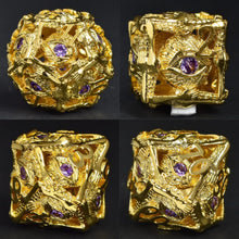 Load image into Gallery viewer, Collector's Grade 7-Piece Jeweled Metal DND Dice Set with 70 Natural Gemstones