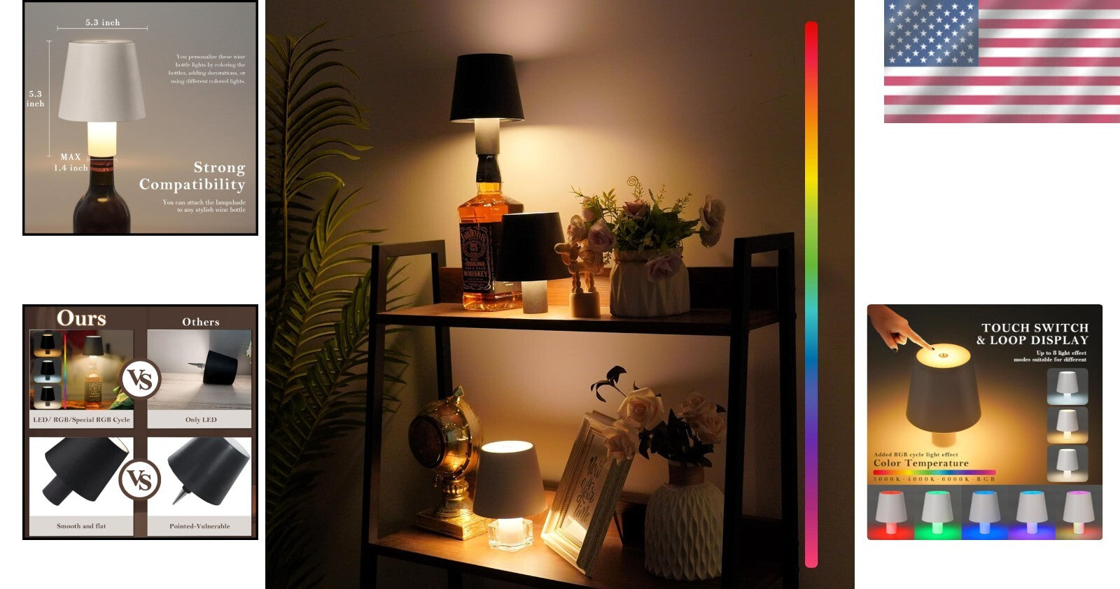 4-Pack Stylish Wireless Wine Bottle Lamps - Mood Lighting for Any Occasion