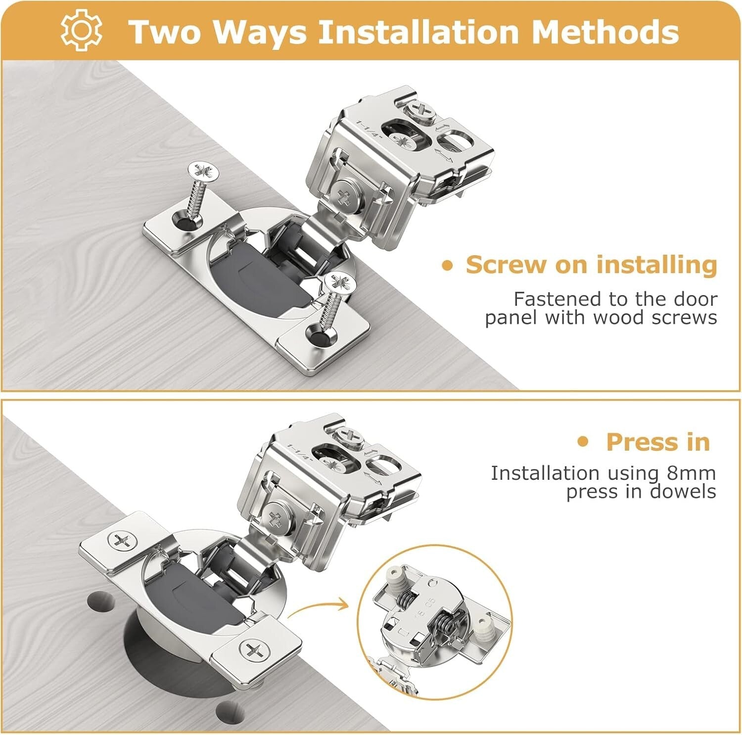 Quiet & Safe 20 Pieces 3/8 Inch Overlay Soft Close Cabinet Hinges - 105° Angle