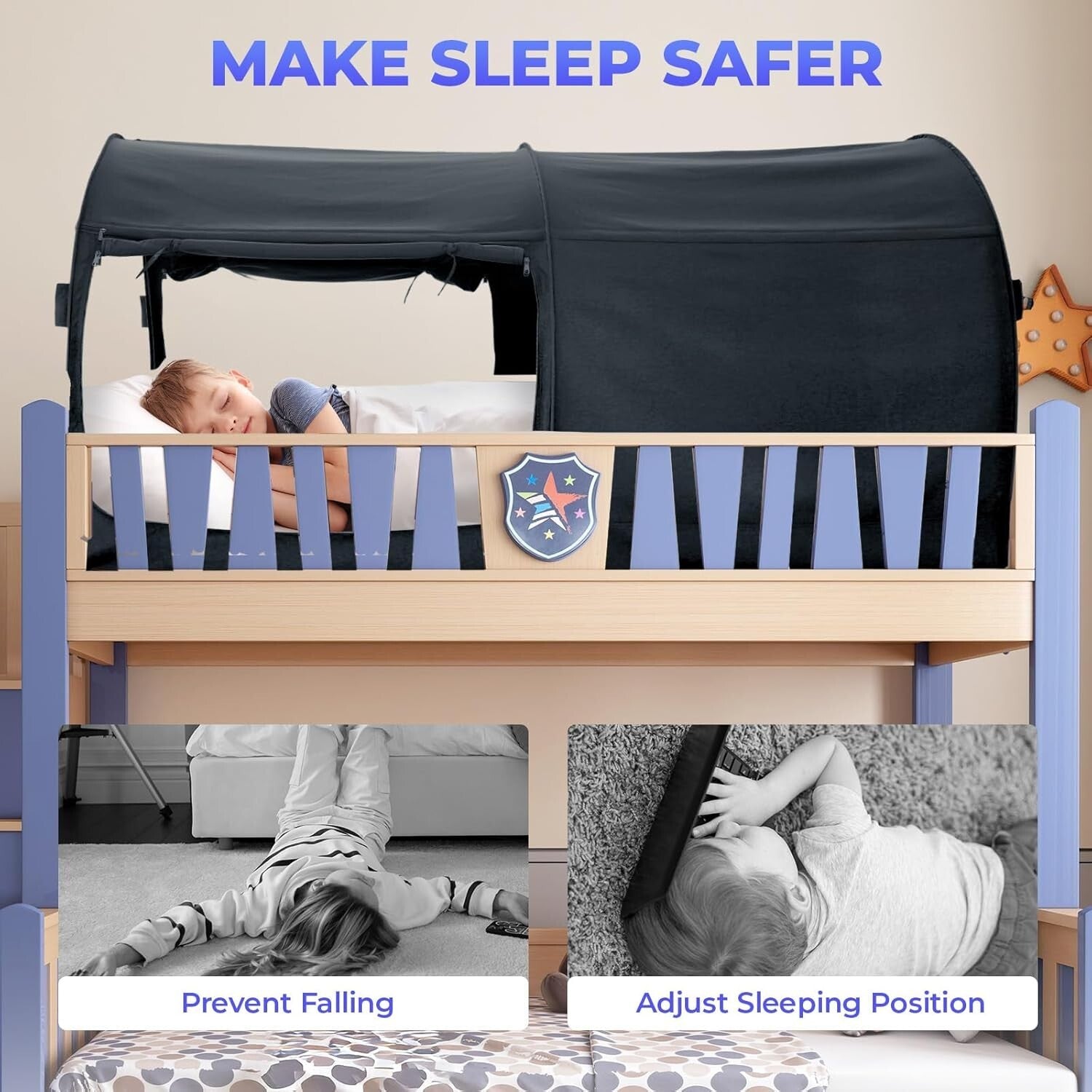 Breathable Privacy Sleeping Tent for Twin Bunk Beds - Easy Setup & Washable