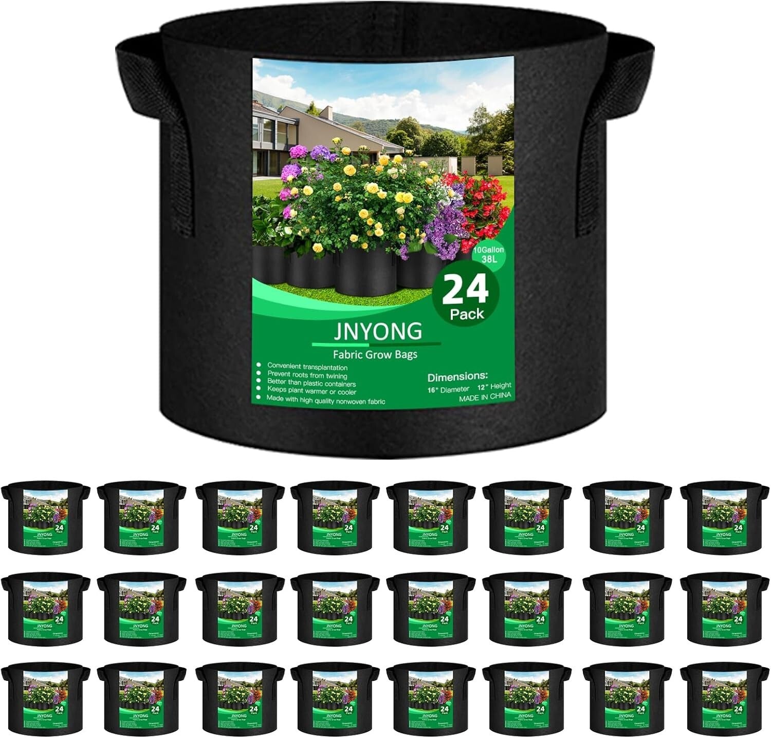Stylish & Versatile 10 Gallon Fabric Grow Bags - Ideal for Indoor & Outdoor Use