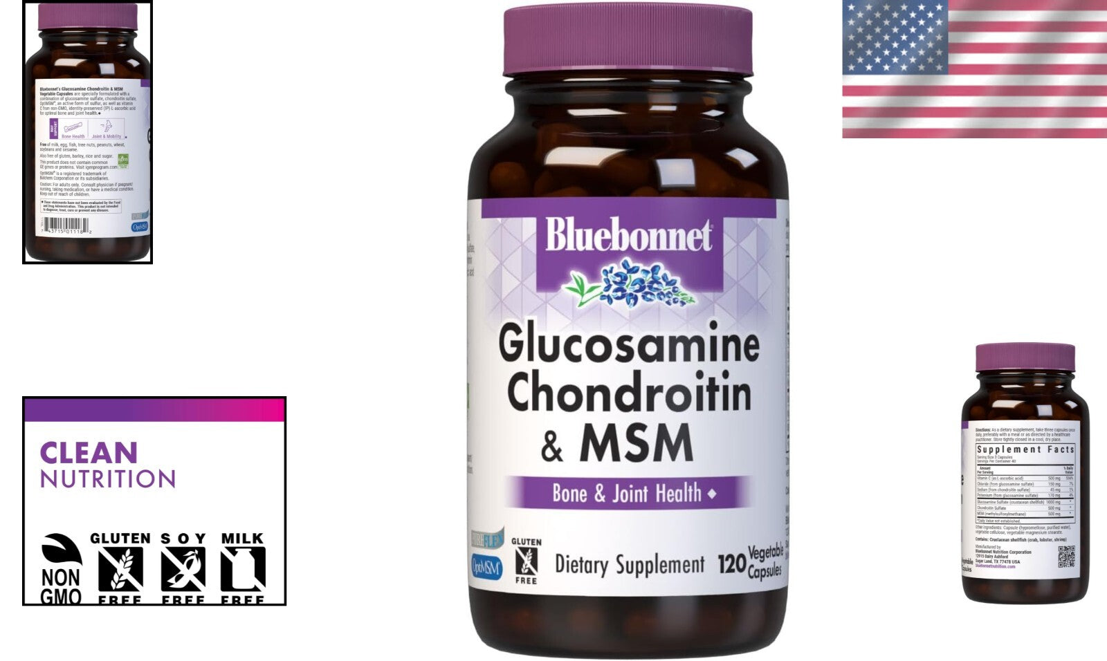 Bone & Joint Health Supplement: Glucosamine Chondroitin with MSM, 120 Vegan Caps