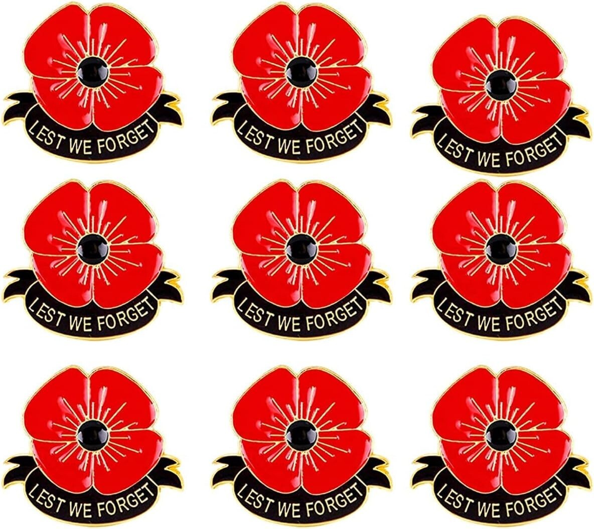 Bulk Poppy Flower Pins – Beautiful Memorial Day Accessories, 10 to 200 Pack