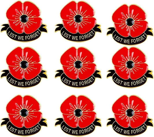 Bulk Poppy Flower Pins – Beautiful Memorial Day Accessories, 10 to 200 Pack