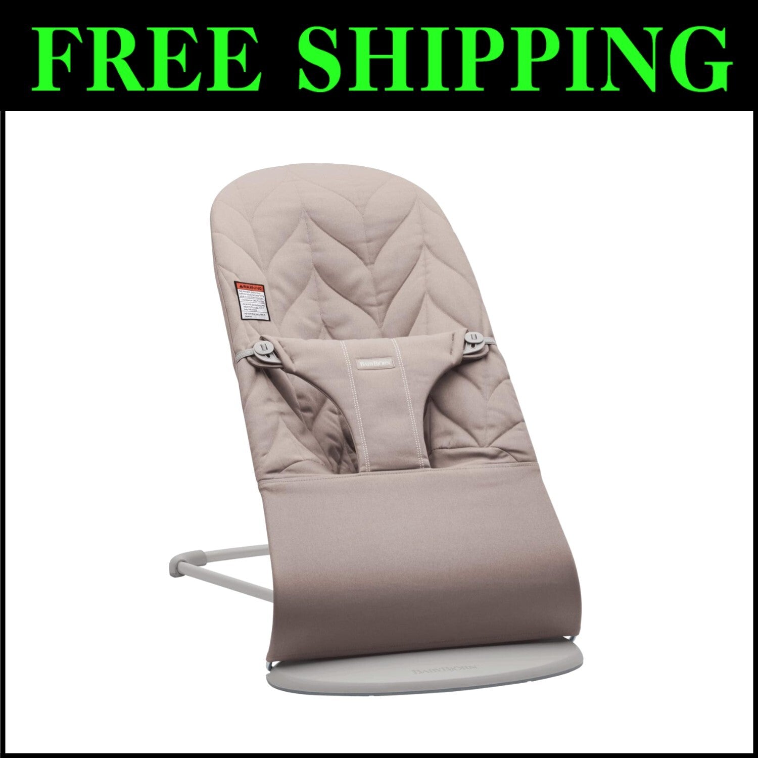 Lightweight Sand Gray Baby Bouncer with Adjustable Positions for Comfort