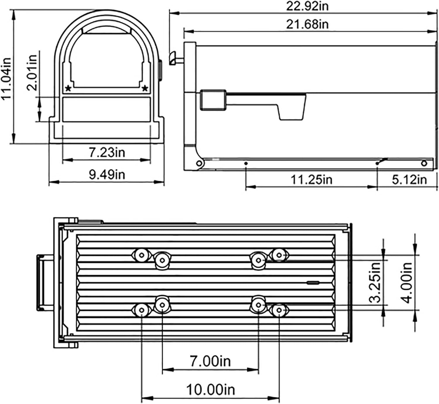 Stylish Large Capacity Post-Mount Mailbox in Galvanized Steel, Textured Black
