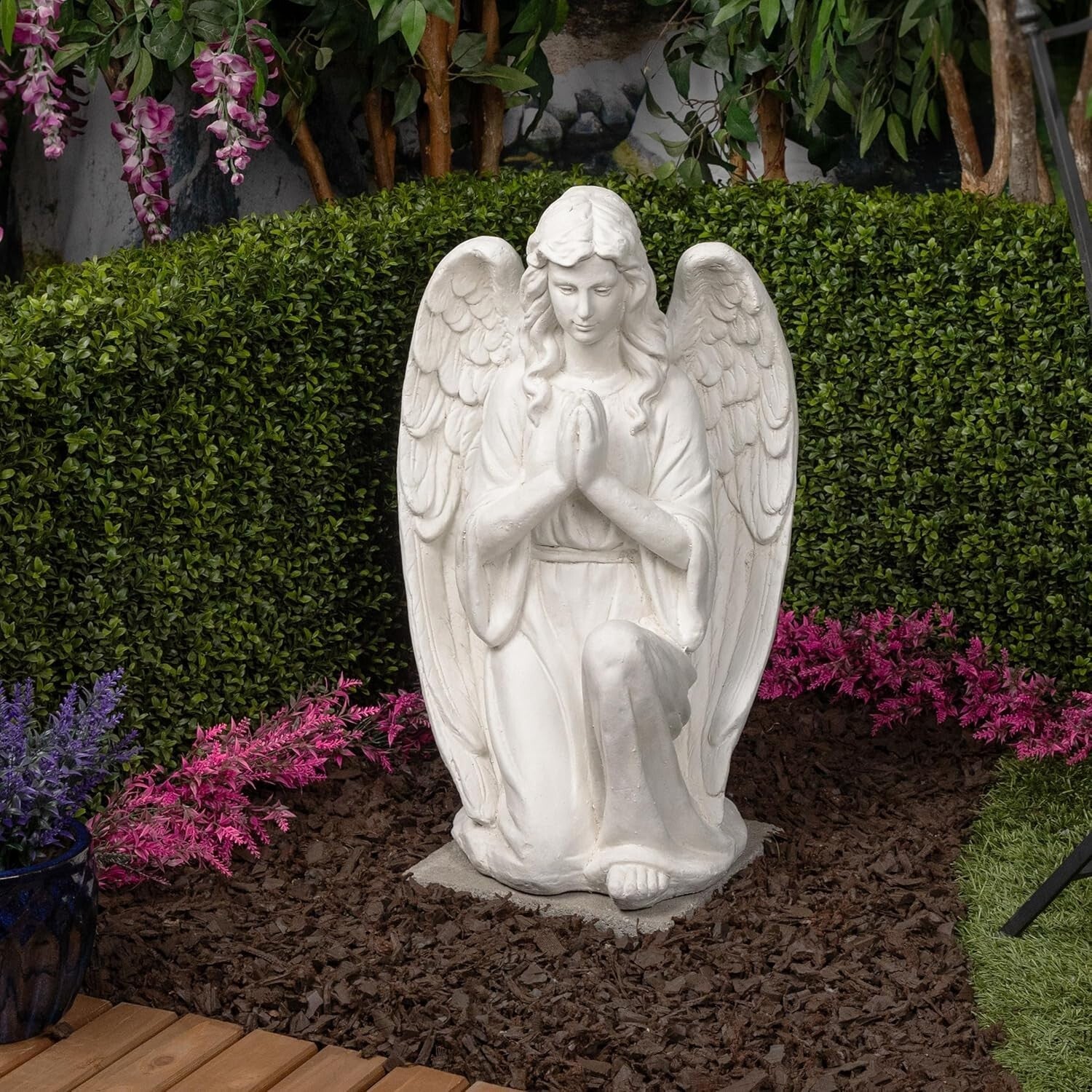 Durable 27" Kneeling Angel Statue - Perfect Indoor/Outdoor Prayer Decor