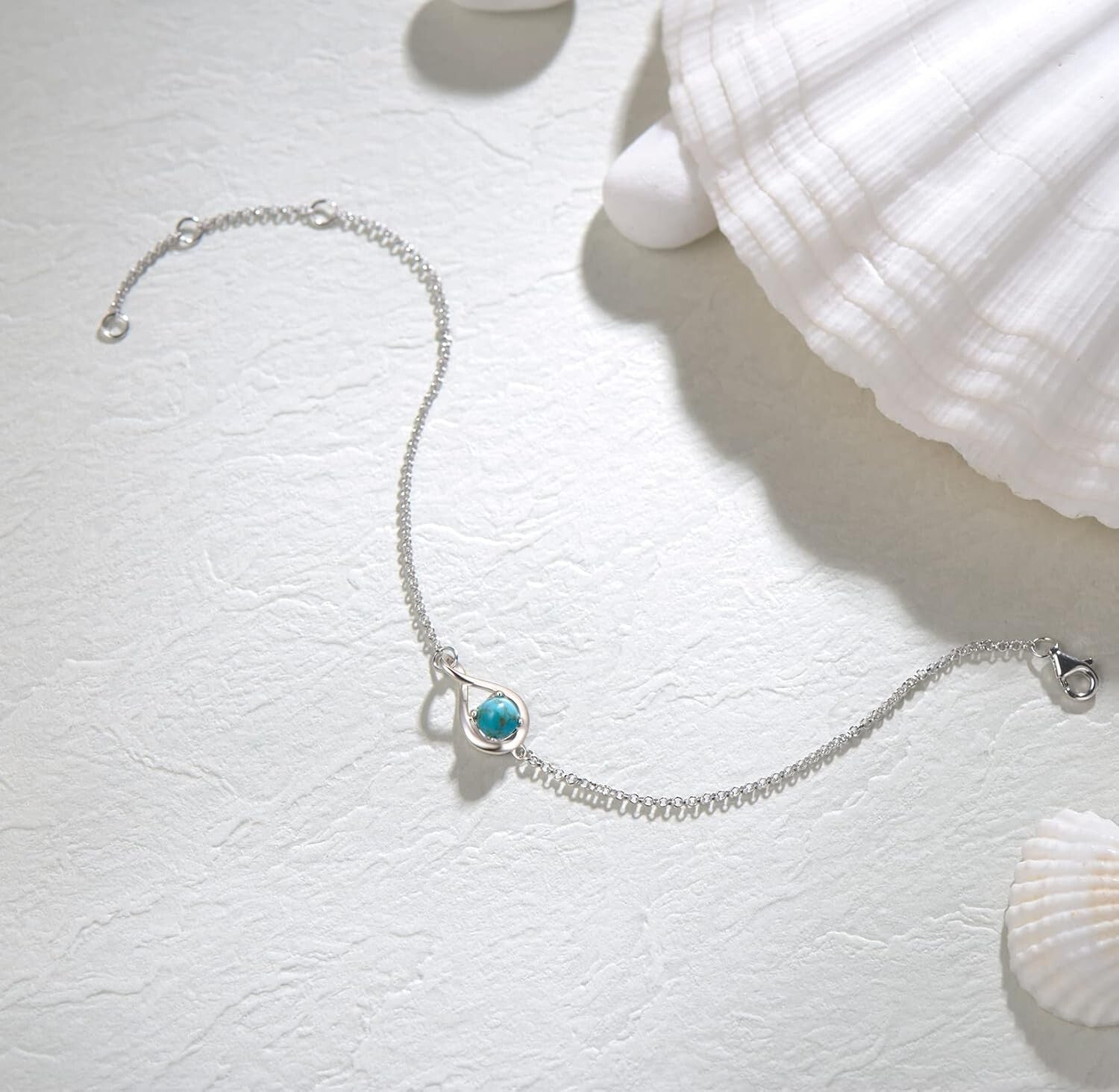 Elegant 925 Sterling Silver Infinity Bracelet with December Turquoise Birthstone