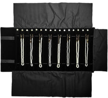 Load image into Gallery viewer, Luxury Black Diamond Jewelry Organizer Roll with Snap Closure - Travel Essential