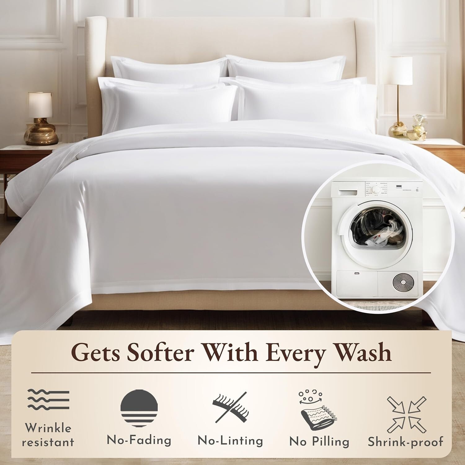 100% Organic Cotton Percale Twin Sheet Set - Floral Print, Deep Pocket Design