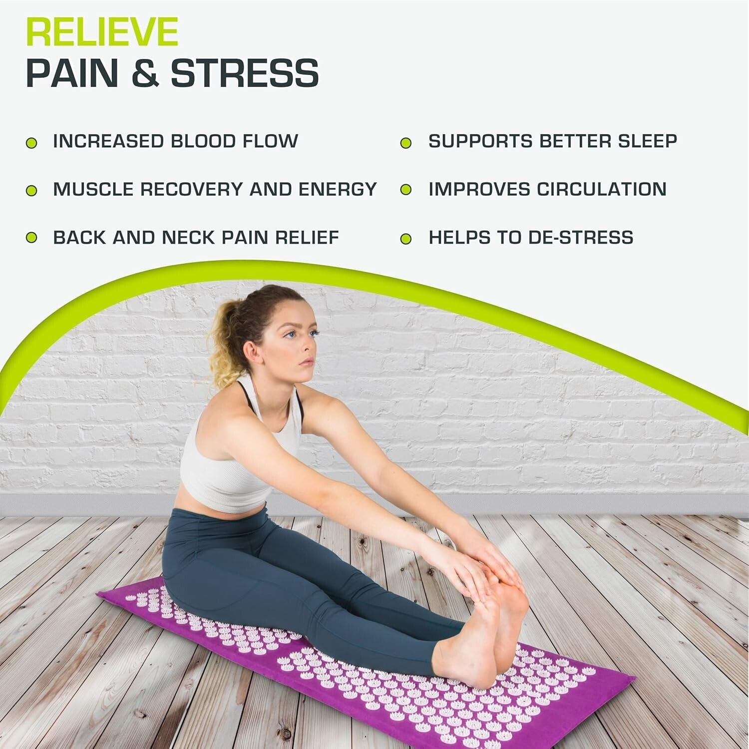 Extra Large Acupressure Mat and Pillow Set for Muscle Relaxation - Eco-Friendly