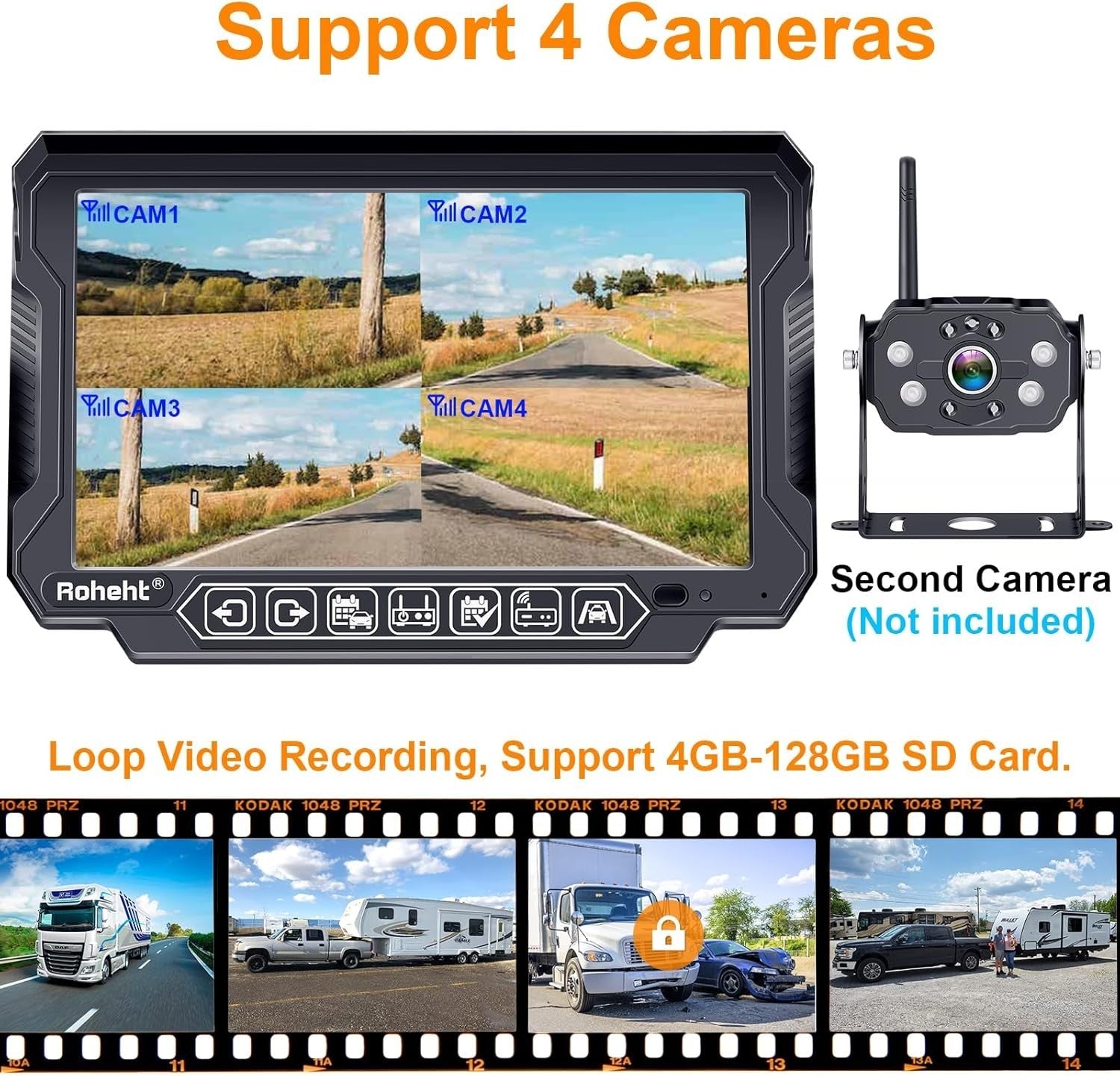Wireless RV Backup Camera 1080P with 7'' Touchscreen LCD Monitor - Easy Setup