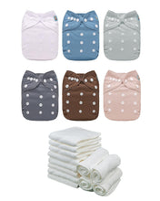 Load image into Gallery viewer, Washable Baby Diapers with 12 Inserts - 6 Pack in Trendy Colors - Unisex Design