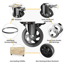 Load image into Gallery viewer, Industrial-Grade 5-Inch Locking Caster Wheels for Easy Maneuvering - Set of 4