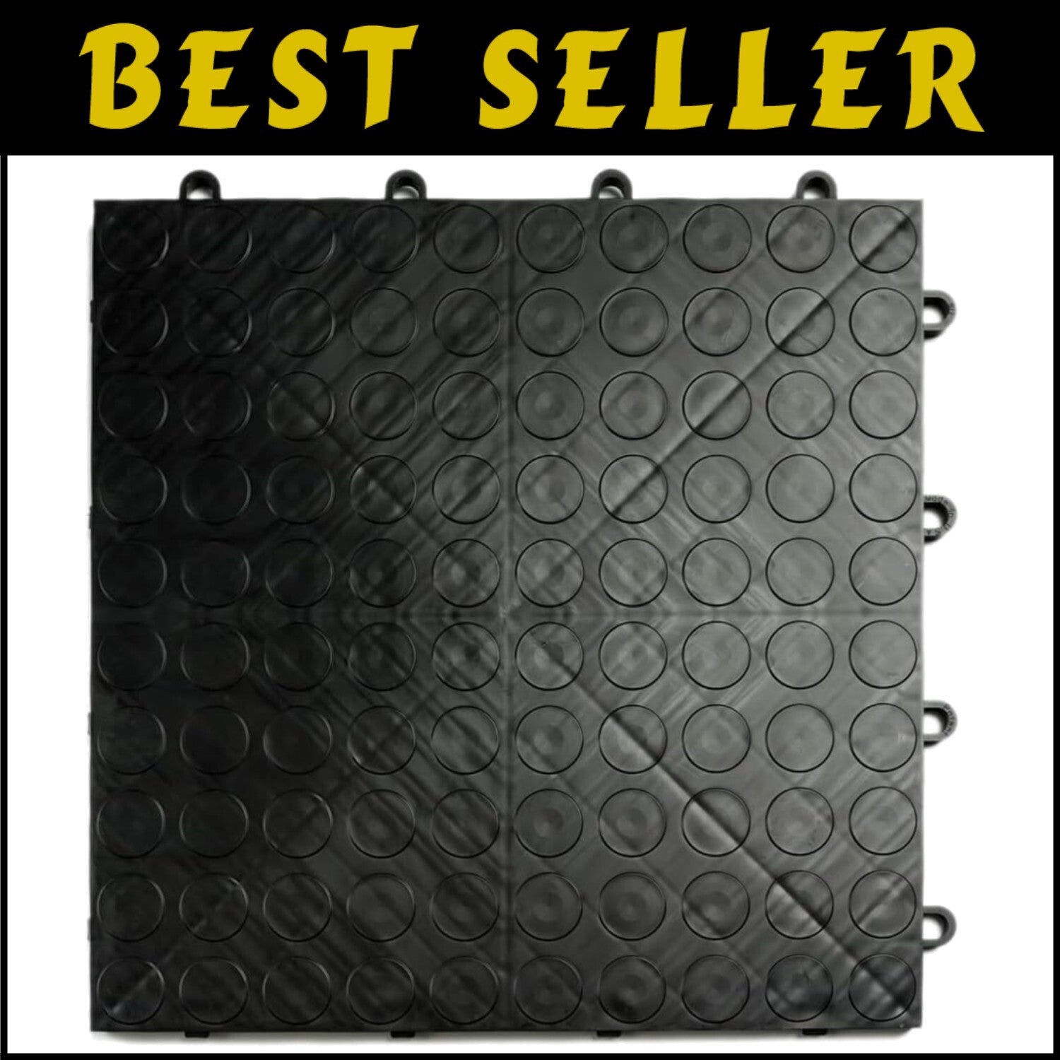 Durable Interlocking Garage Flooring Tiles - 48 Pack Non-Slip Copolymer Black