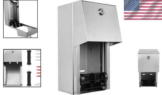 304 Commercial Grade Toilet Paper Holder - Lockable & Easy Roll Replacement