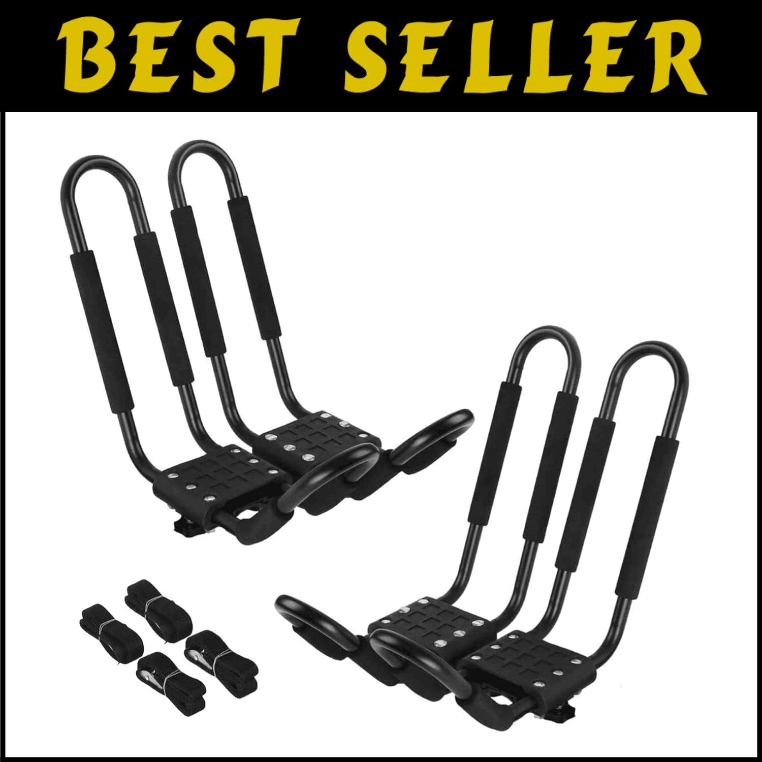 Durable Kayak Roof Rack Set of 4 - 2 Pairs J-Bar Carrier for SUVs and Trucks