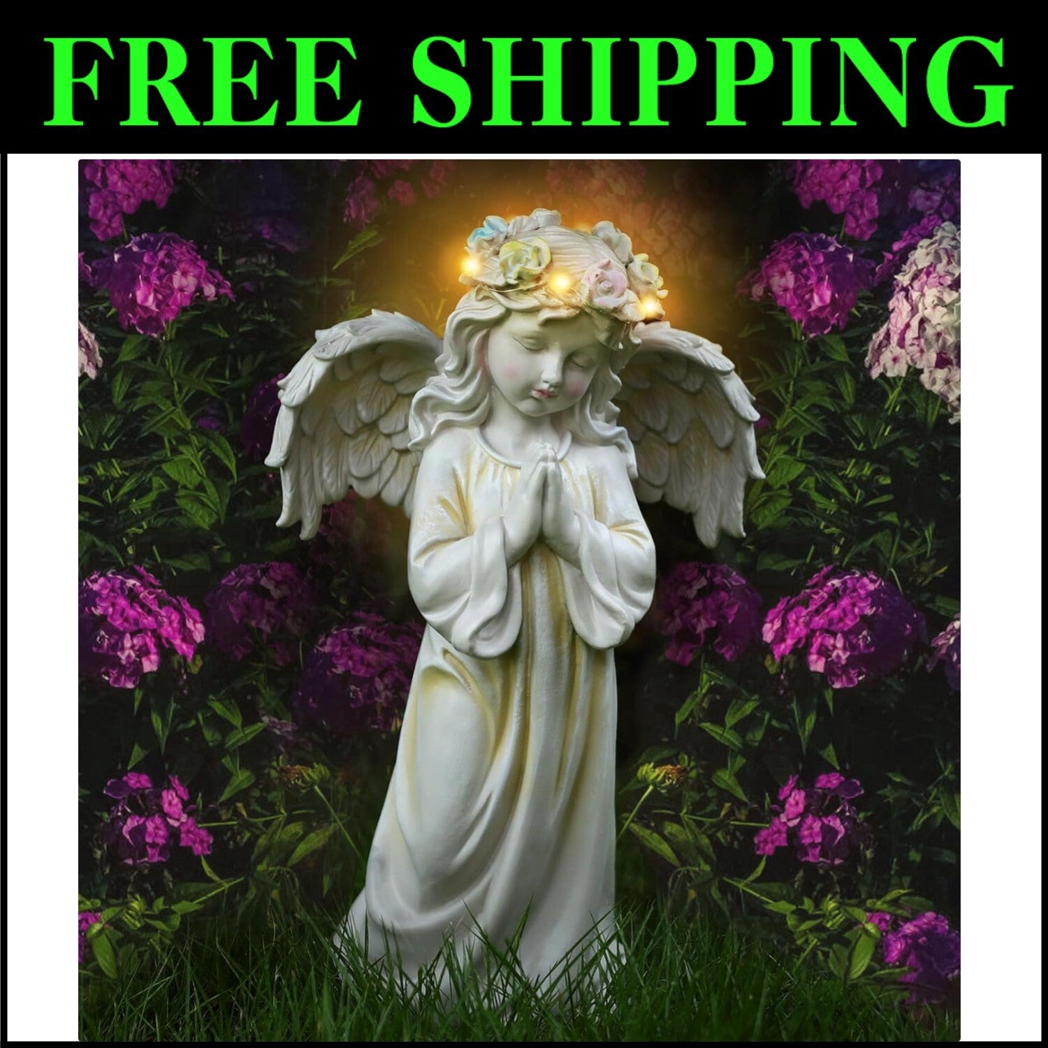 Solar Angel Garden Statue - Waterproof Praying Angel Figurine for Outdoor Decor