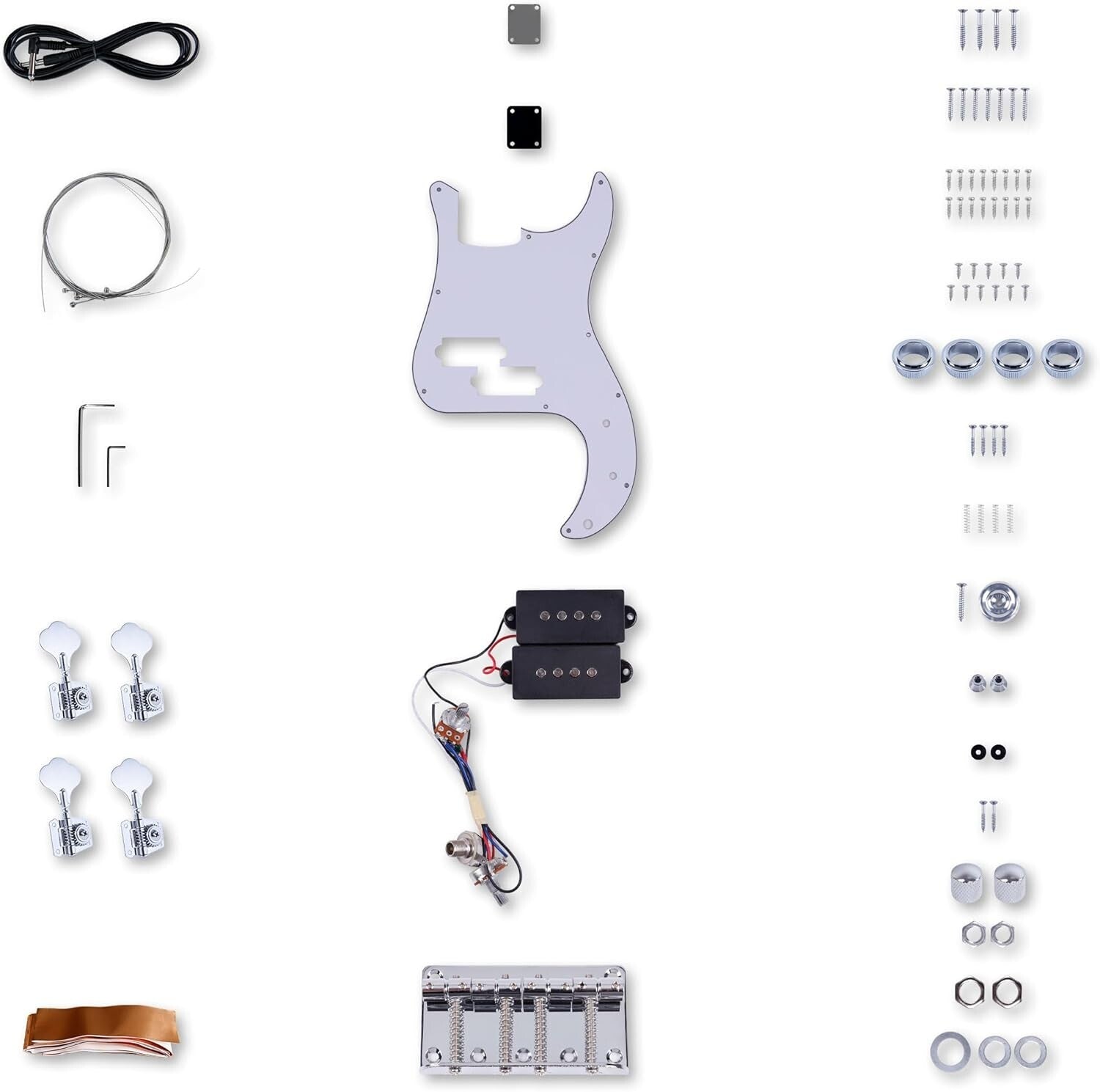 4-String DIY Electric Bass Guitar Kit with Polished Mahogany & Chrome Hardware
