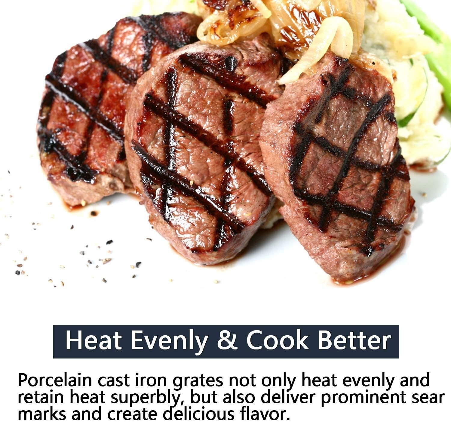 Heavy-Duty Replacement Grill Grates - Porcelain Cast Iron for CharBroil Models