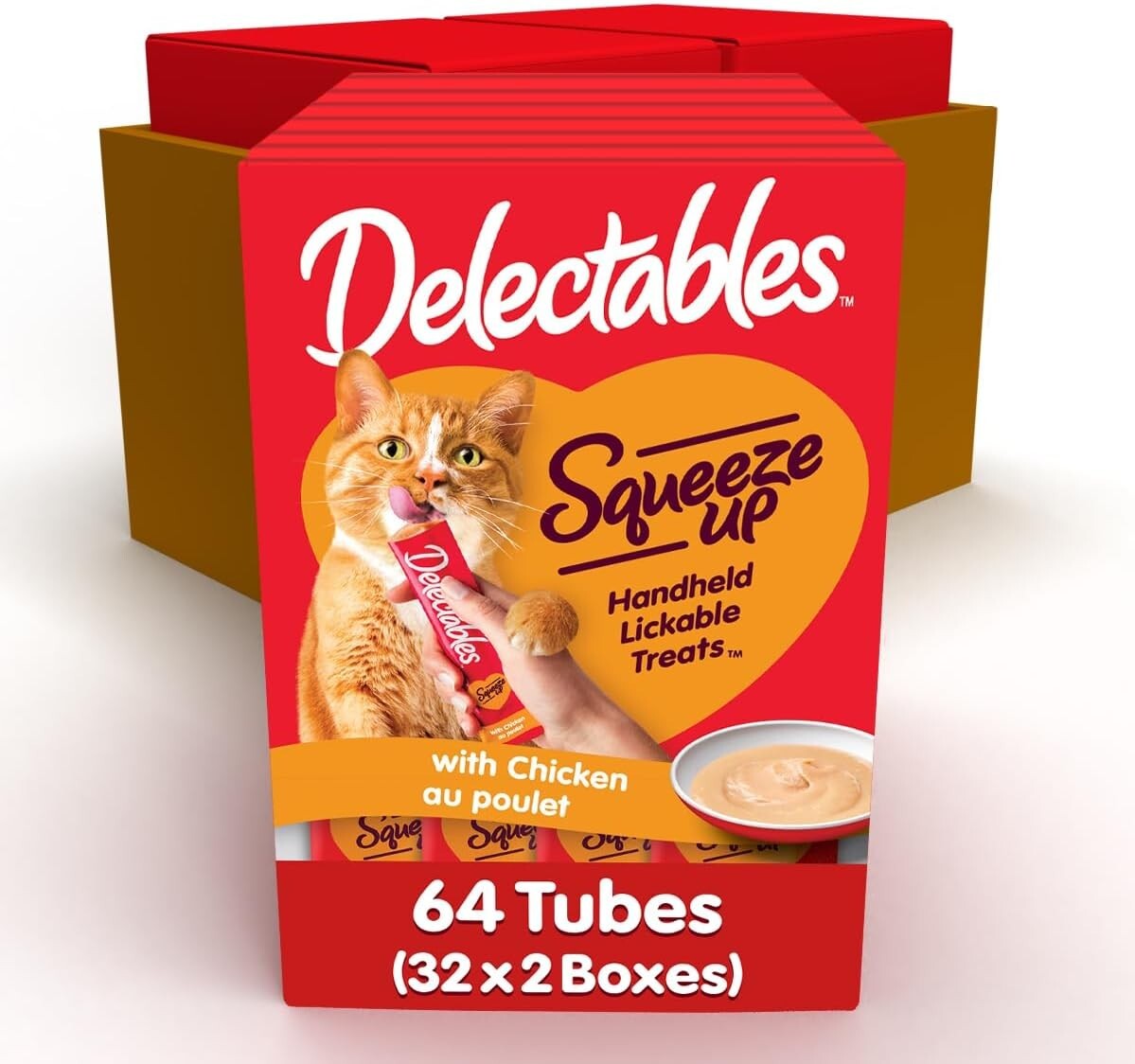 Handheld Lickable Cat Treats for Adult & Senior Cats - Chicken Flavor (16 Count)