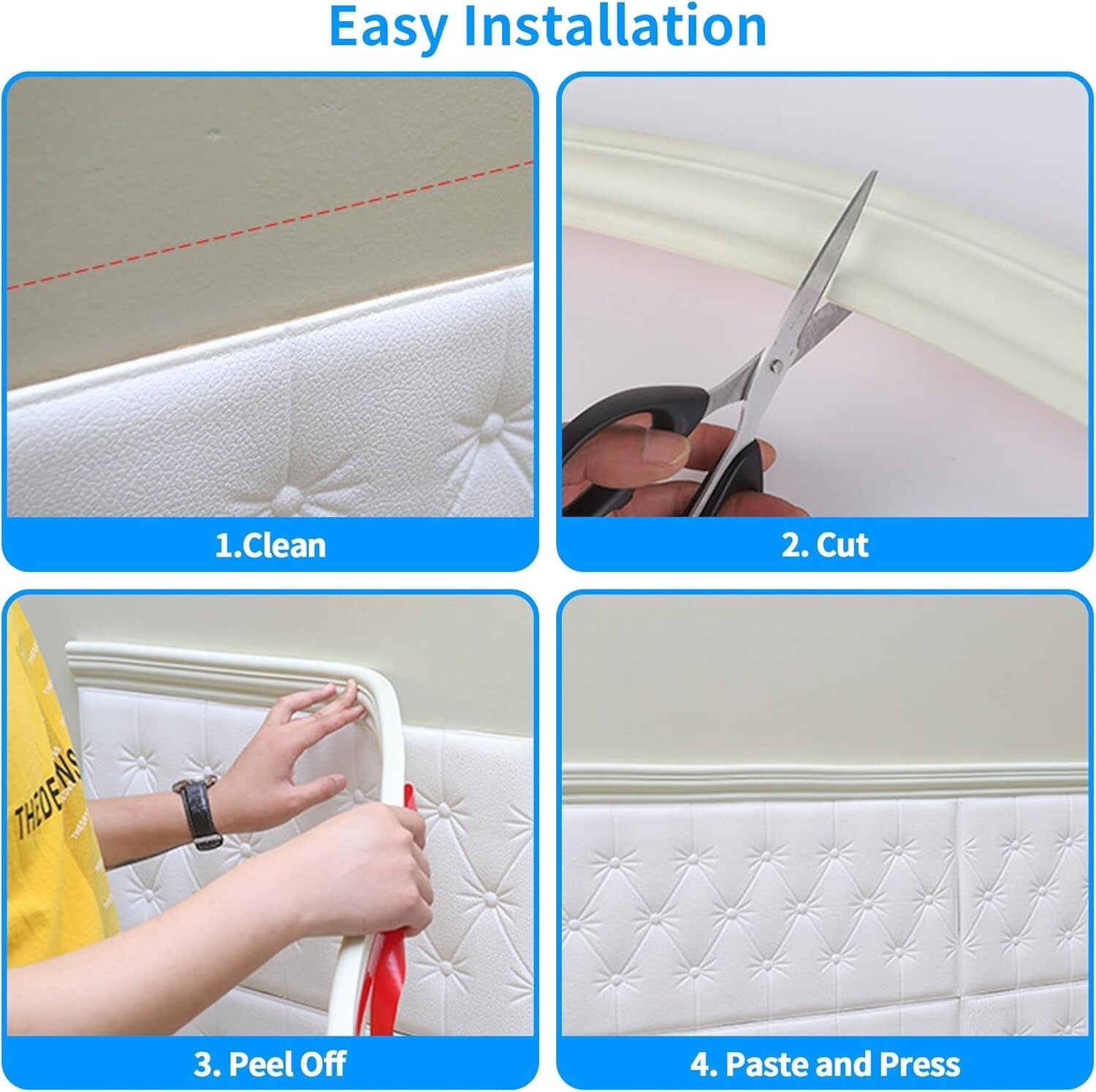 Waterproof 16.4ft Self-Adhesive Baseboard Molding for Home Decor - Creamy White