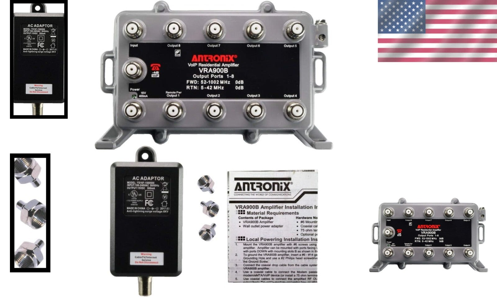 9-Port Bi-Directional Signal Booster Amplifier for Lossless Cable TV Connection