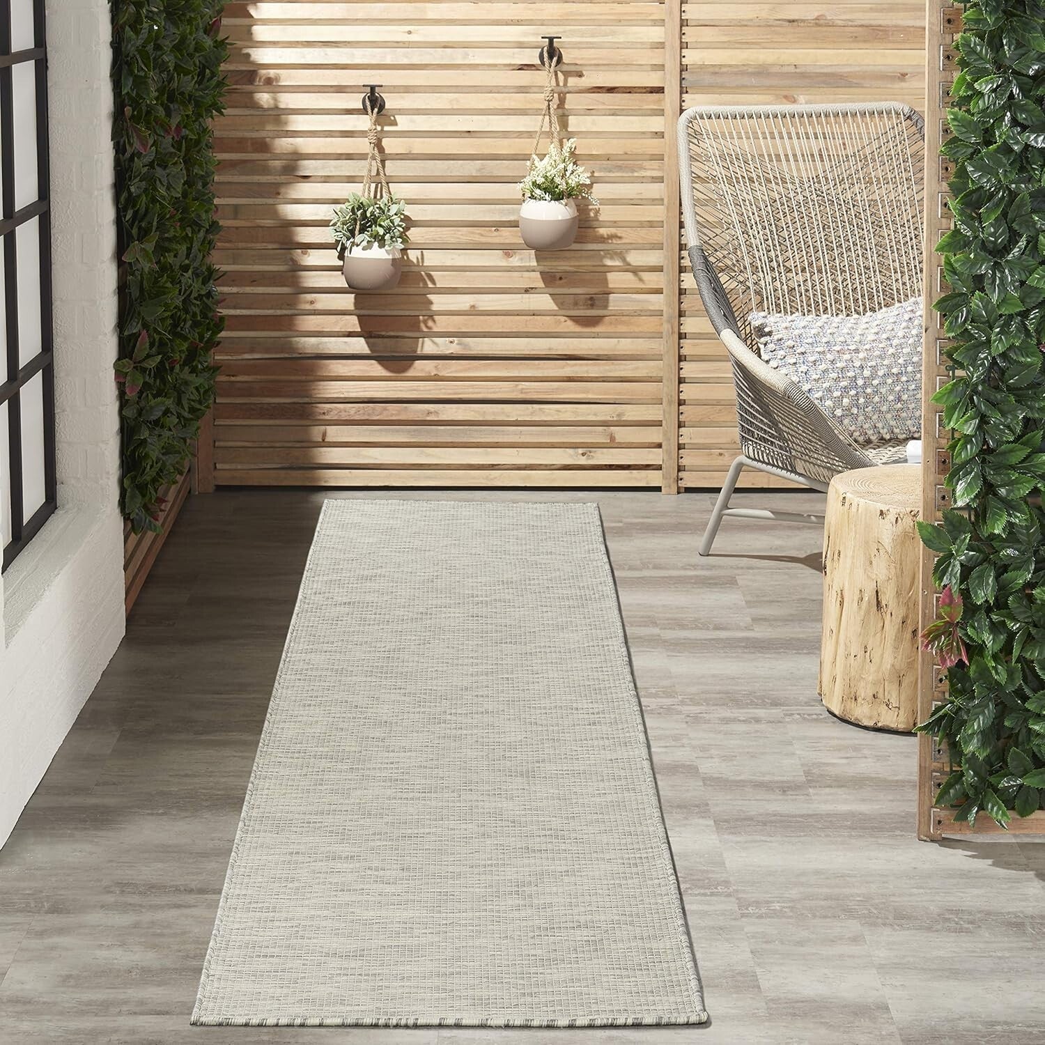 Versatile Light Grey 2'2" x 10' Area Rug - Ideal for Indoor and Outdoor Spaces