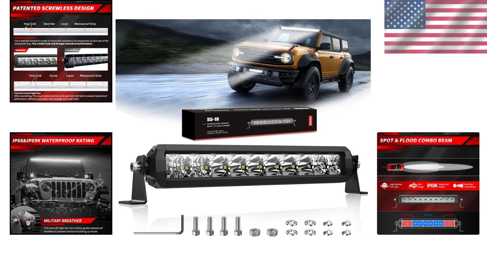Durable 12 Inch LED Light Bar - 50W Spot Flood Combo for Off-Road Adventures
