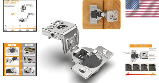 Durable 50 Pack 1-3/8" Satin Nickel Soft Close Cabinet Hinges & Accessories