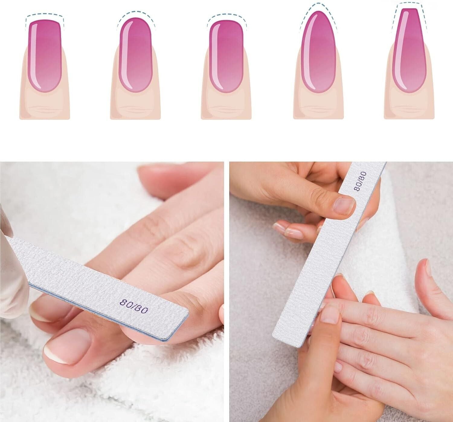 Professional Quality Emery Boards - 100 Coarse Nail Files for Salons & Home