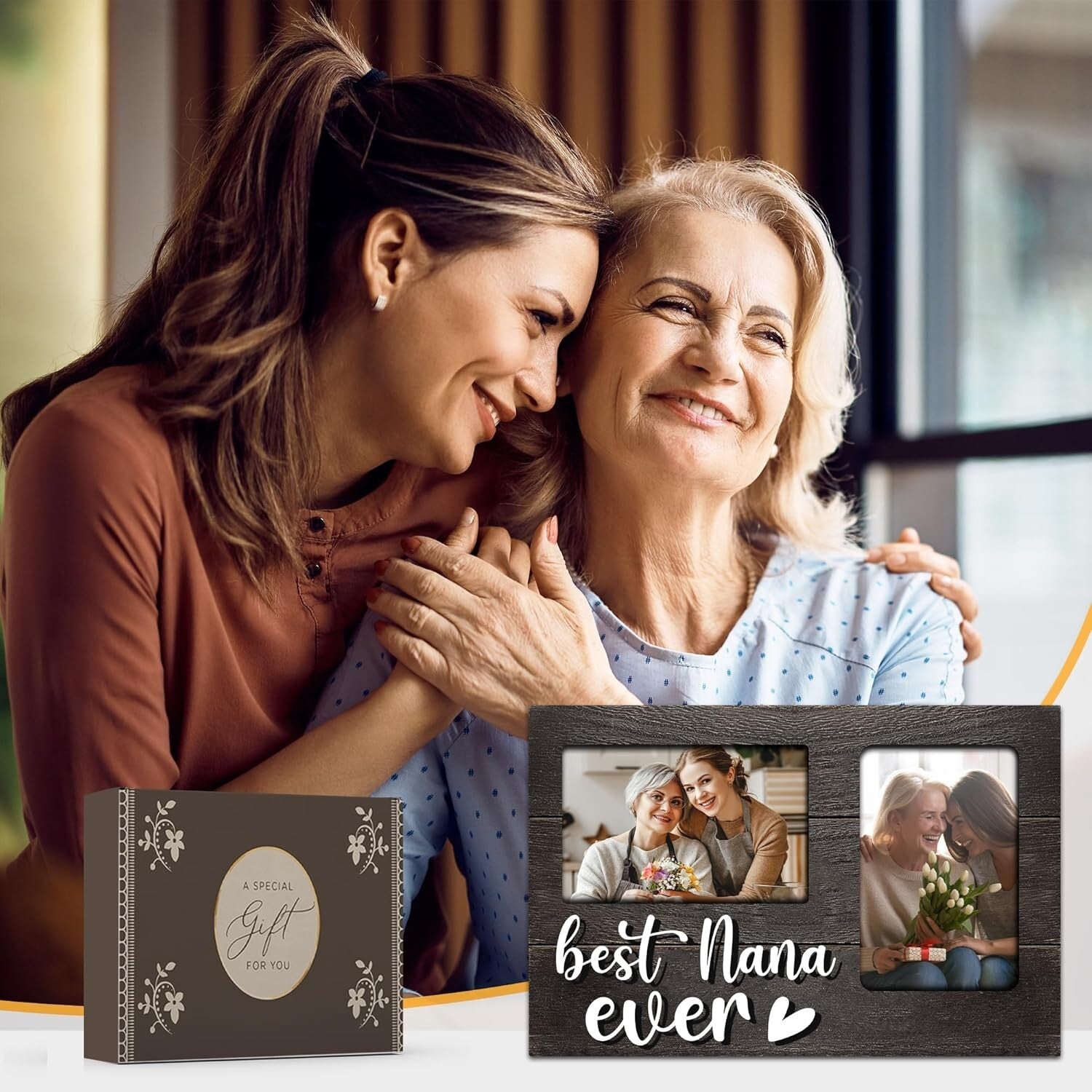 Elegant 3D Photo Frame for Nana - Holds Two Pictures, Perfect Gift for Occasions