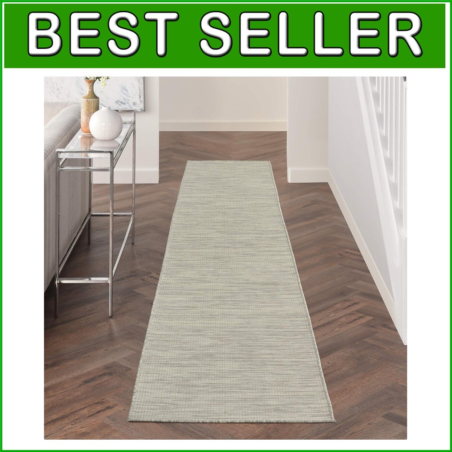 Versatile Light Grey 2'2" x 10' Area Rug - Ideal for Indoor and Outdoor Spaces