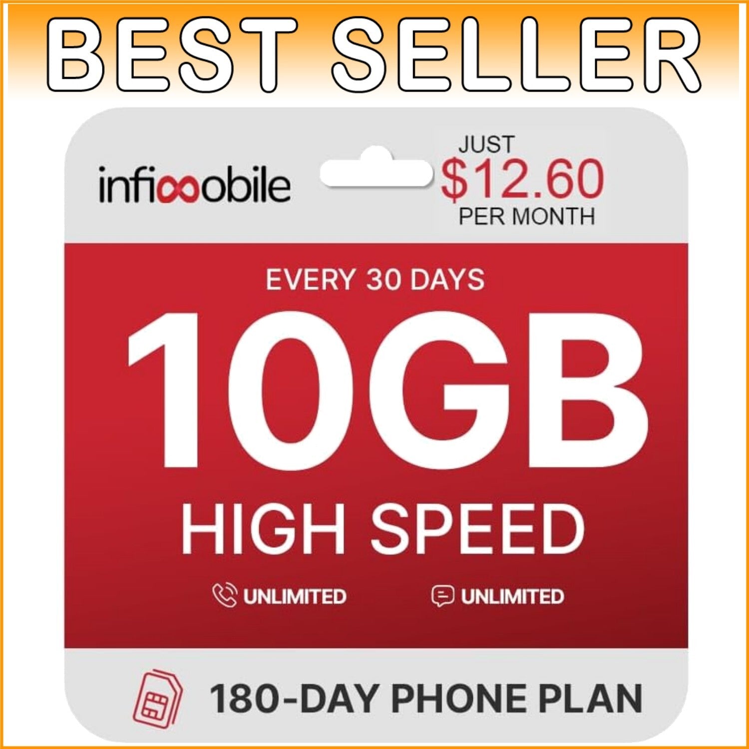 12.6/Month: Prepaid Unlimited Data Plan with 10GB High-Speed for 6 Months