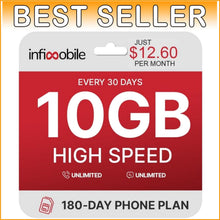 Load image into Gallery viewer, 12.6/Month: Prepaid Unlimited Data Plan with 10GB High-Speed for 6 Months