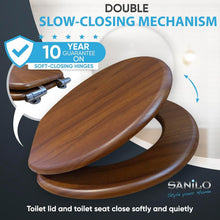 Load image into Gallery viewer, Stylish Adjustable Soft-Close Toilet Seat with Four-Sided Design - Mahogany