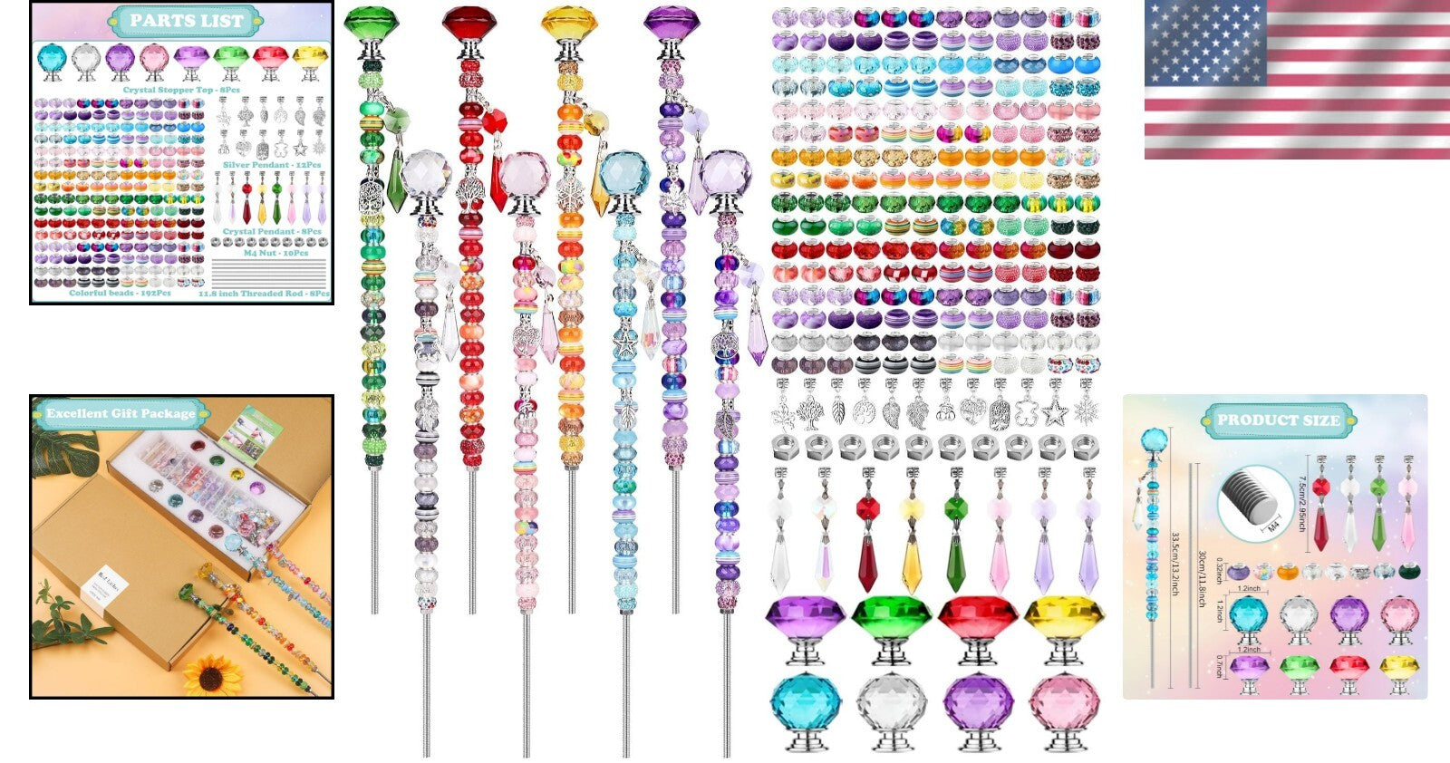 All-Season DIY Fairy Wand Garden Stake Kit - 238 Beads, Pendants, and Components