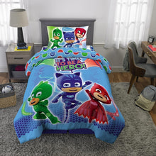 Load image into Gallery viewer, Twin Size PJ Masks Reversible Comforter and Sheet Set - 4 Piece Adventure Set