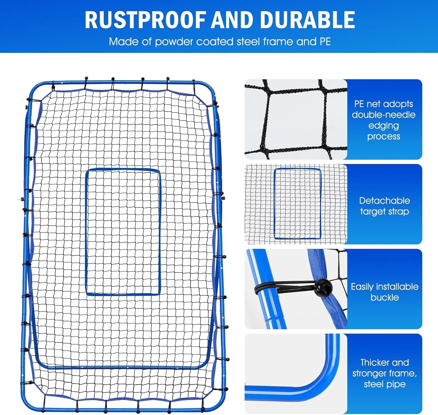 Quick Setup Pitch Back Net - Ideal for Lacrosse, Softball & Volleyball Training