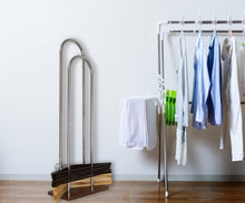 Load image into Gallery viewer, Portable Hanger Storage Rack - Wood &amp; Stainless Steel Organizer, 32.7" High