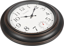 Load image into Gallery viewer, Large 18" Retro Wall Clock with Built-in Thermometer for Indoor/Outdoor Spaces