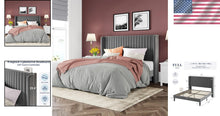 Load image into Gallery viewer, Modern Upholstered Platform Bed with Squeak-Resistant Wooden Slats - Full Size