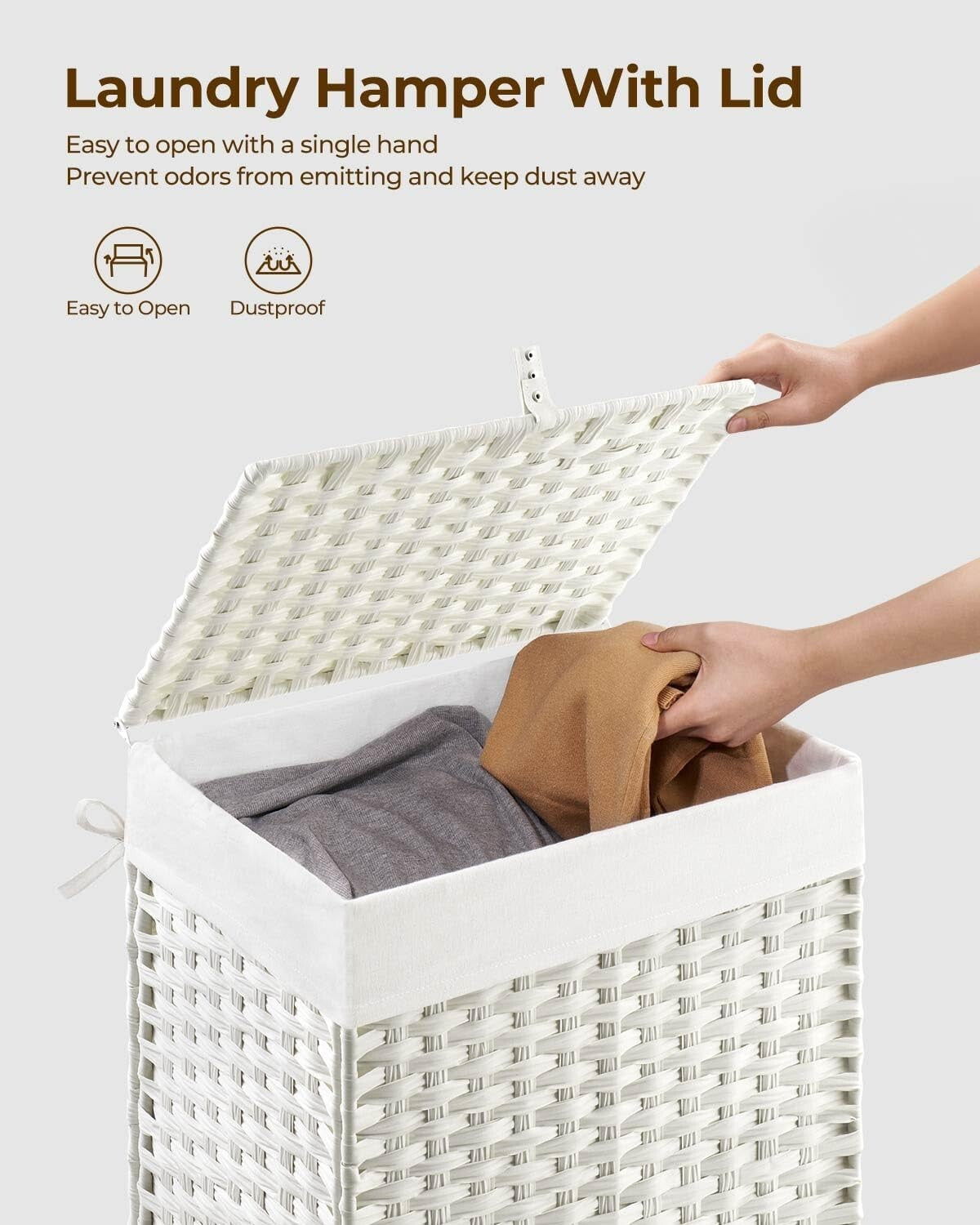 Moisture-Resistant 60L Rattan Laundry Basket with Lid & 4 Bundle Essentials