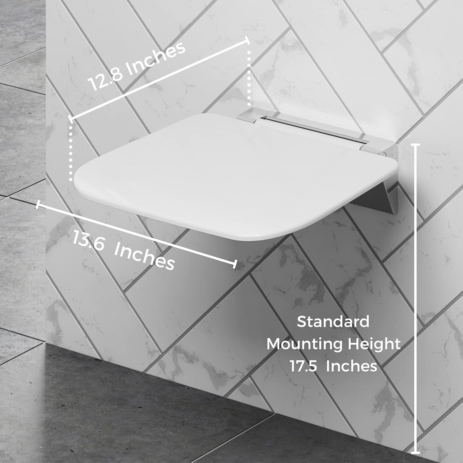 Compact & Modern Shower Bench - Fold Down Shower Seat with 350lbs Capacity