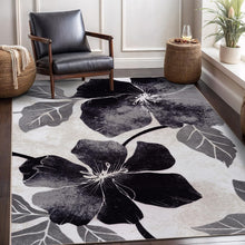 Load image into Gallery viewer, Contemporary Floral Design 6'7" x 9' Indoor Rug - Non-Slip Rubber Backing